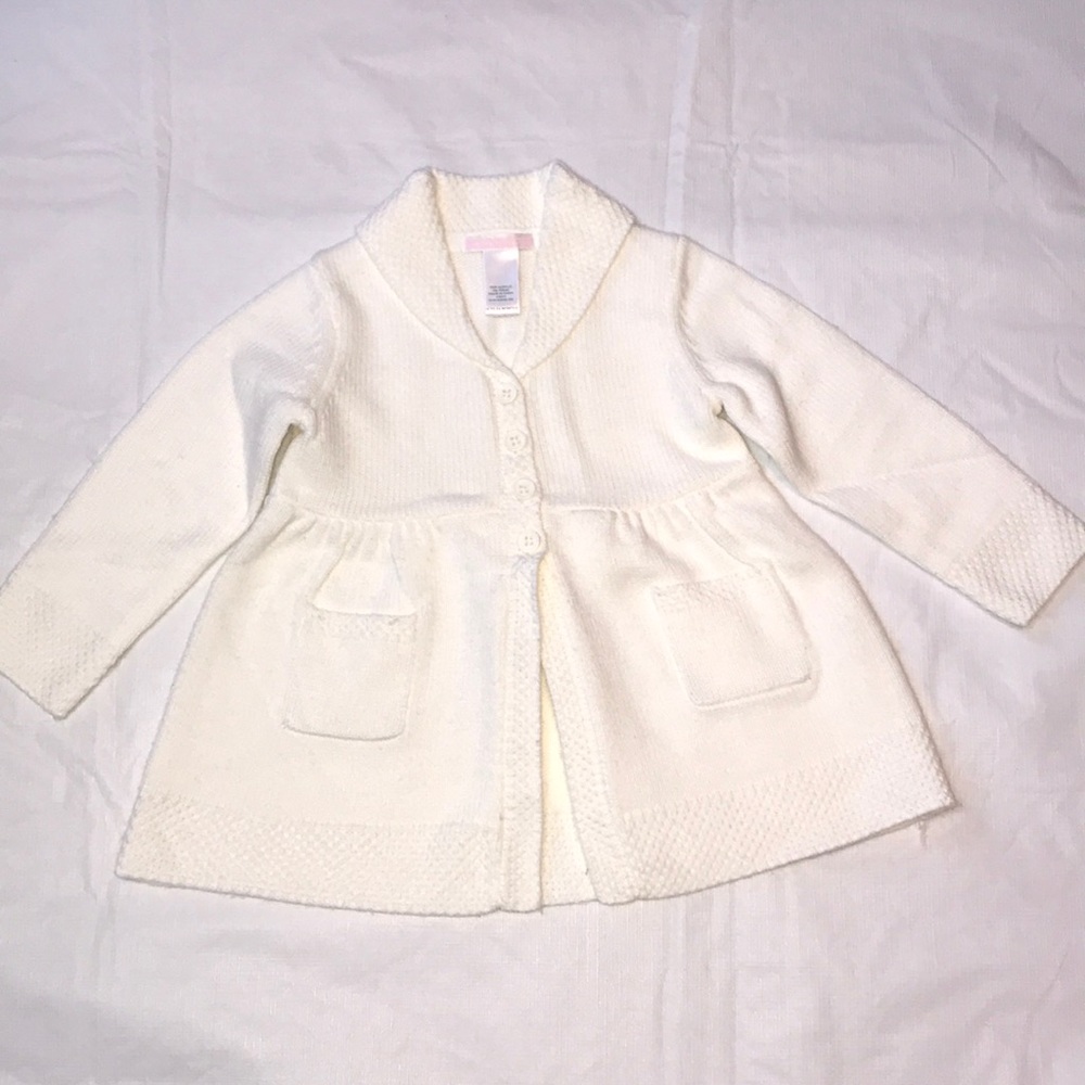 Janie and Jack Girls Cream Cardigan Sz 18-24 M